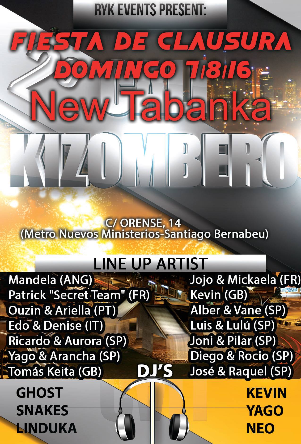 Fiesta de Clausura del Cali Kizombero en New Tabanka Glass - Domingo 7 de agosto de 2016